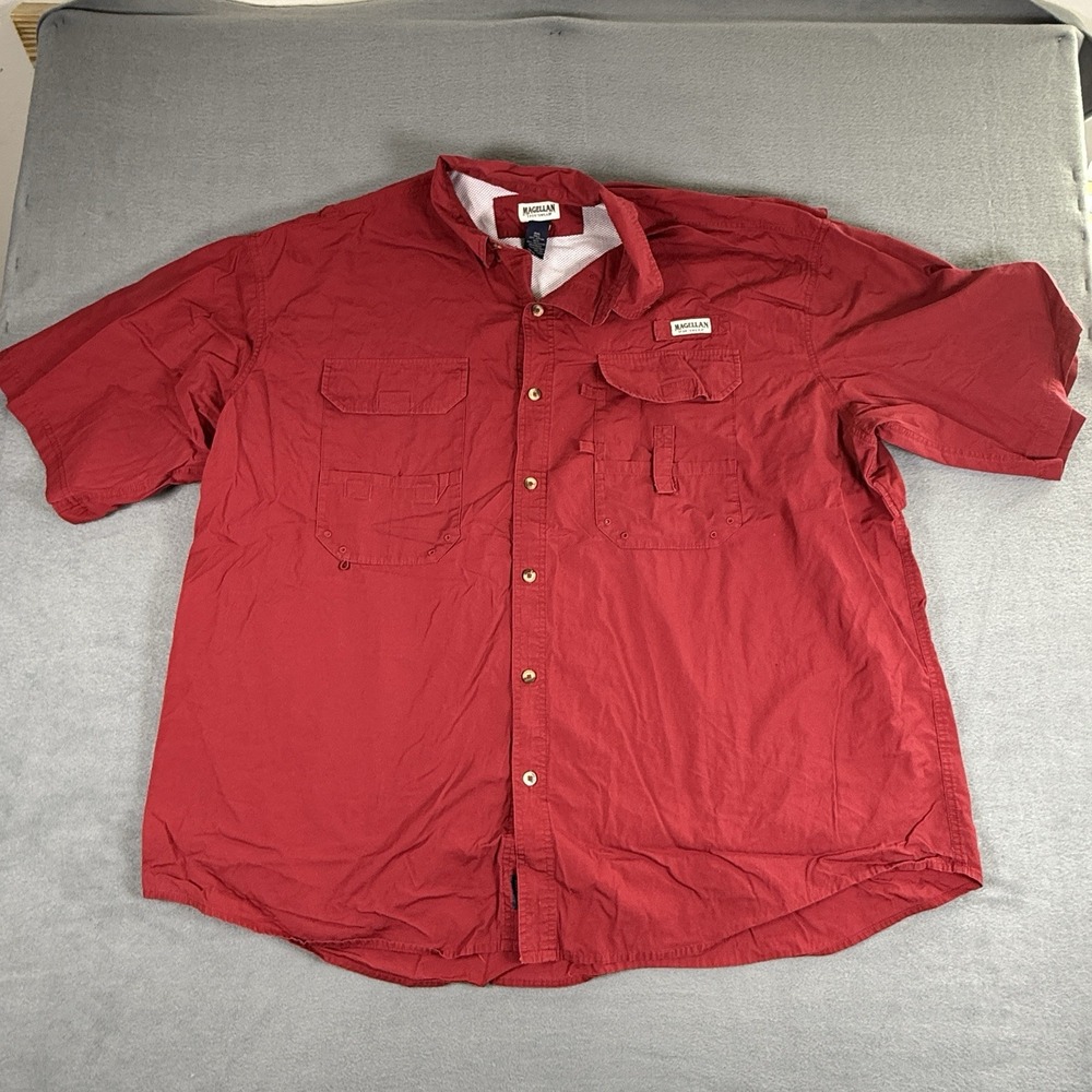 Magellan Sportswear Vented Fishing Shirt Wicking Relaxed‎ Fit Men's 4XL Red